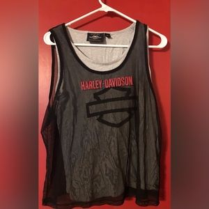 Super cute mesh over tank top.Harley Davidson!